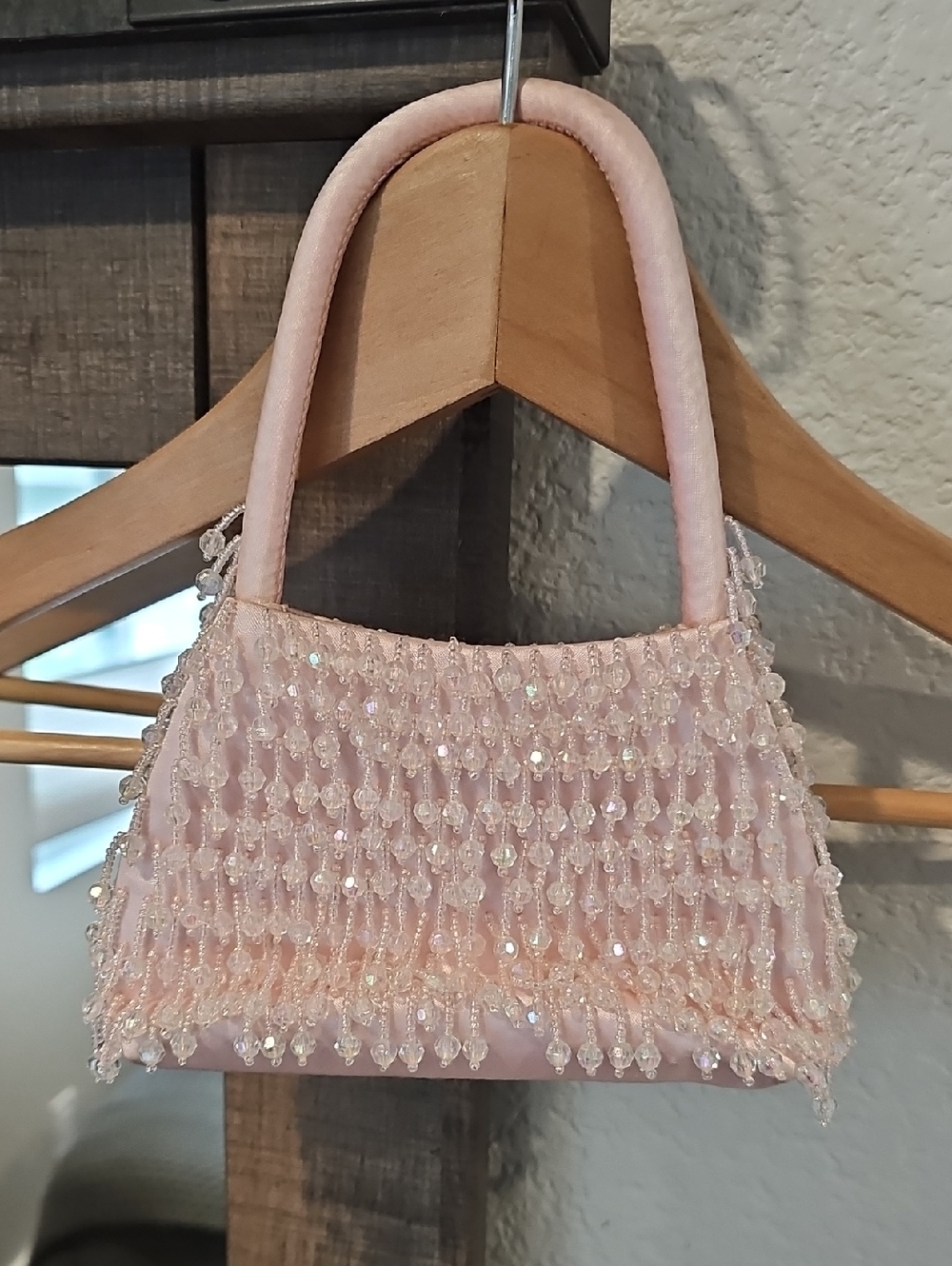 La Regale Pale Pink Beaded Mini Evening Bag